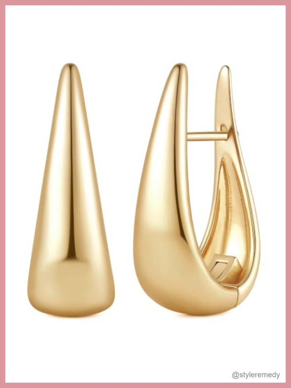 14K Gold Plated Teardrop Hoop Earrings 30x19mm Women